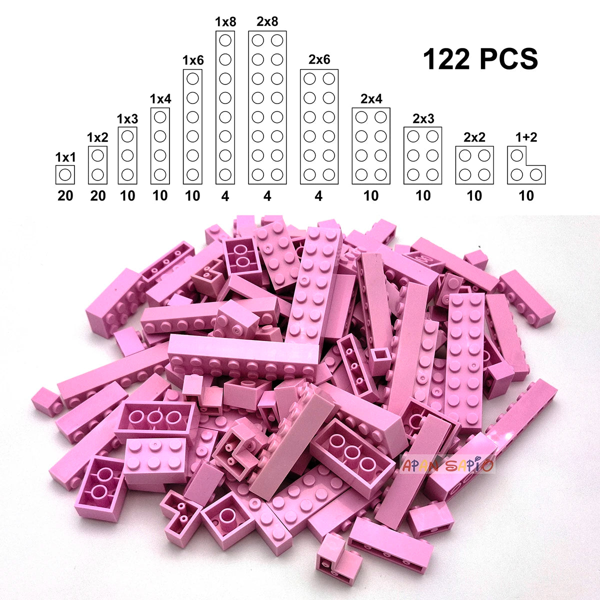 122 pièces figurines épaisses briques 12 tailles bricolage blocs de construction éducatif taille créative Compatible avec 3001 jouets en plastique pour les enfants