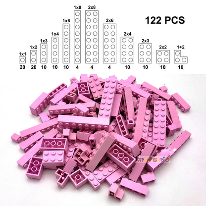 122 pièces figurines épaisses briques 12 tailles bricolage blocs de construction éducatif taille créative Compatible avec 3001 jouets en plastique pour les enfants