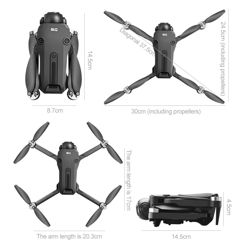 Drone de contrôle d'écran D18, moteur sans balais, quatre côtés d'évitement d'obstacles, flux optique 5G WiFi FPV, avion de photographie aérienne