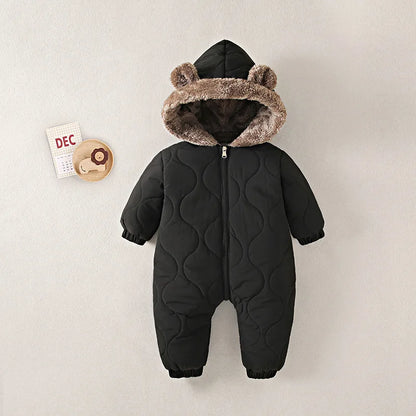 KLFLGD0-3 ans hiver bébé vêtements de plein air doublure en fourrure chaud enfant en bas âge fille garçon combinaison dessin animé plus velours bébé combinaison