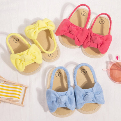 Été bébé filles sandales mode nœud semelle souple chaussures décontractées coton confortable enfant en bas âge chaussures plage bébé sandales 0-18 mois