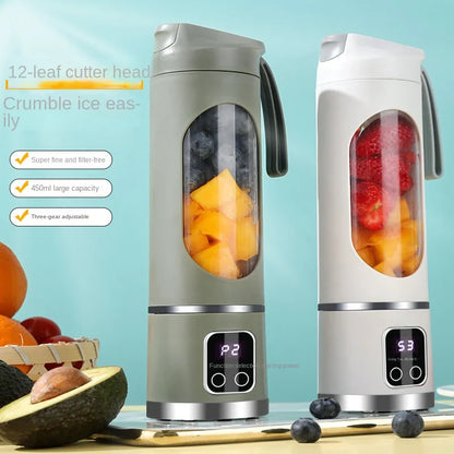 Mélangeur domestique Portable, presse-agrumes électrique concassé, avec 3 vitesses, grande capacité de 450ML, tasse de jus à affichage numérique
