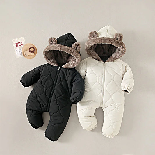 KLFLGD0-3 ans hiver bébé vêtements de plein air doublure en fourrure chaud enfant en bas âge fille garçon combinaison dessin animé plus velours bébé combinaison
