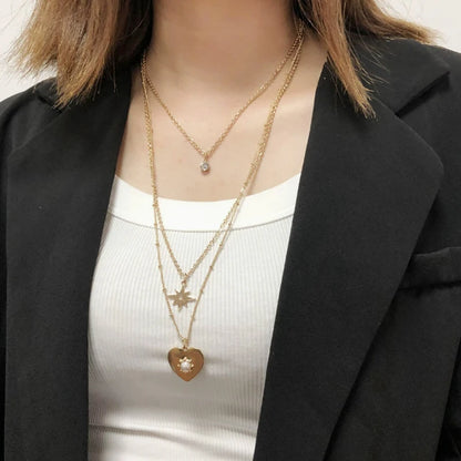 Collier rond à trois couches en argent Sterling 925, chaîne O Simple, pendentif d'amour, cadeau de fête pour femmes, bijoux fins exquis, nouvelle collection