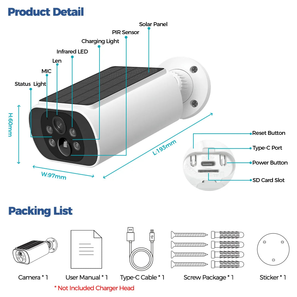 ALEVIO 2.5K caméra solaire extérieure caméra sans fil WIFI Ultra veille temps PIR lumière de mouvement couleur Vision nocturne AI détecter batterie Cam