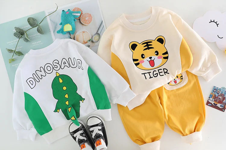 Nouveau printemps automne bébé vêtements enfants garçons filles dessin animé T-Shirt pantalon 2 pièces/ensembles enfant en bas âge Costume décontracté infantile enfants survêtements