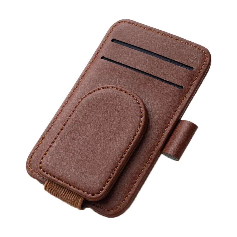 Porte-lunettes de soleil de voiture, Clip de lunettes pour pare-soleil, cintre de lunettes en cuir multifonction, Clip de carte de billet Portable, accessoires de voiture