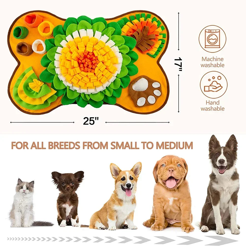 Grand tapis à renifler pour chiens, entraînement interactif pour animaux de compagnie et soulagement du Stress, tapis d'alimentation à renifler, mangeoire lente, tapis de friandises pour chiens, jouets pour chiens