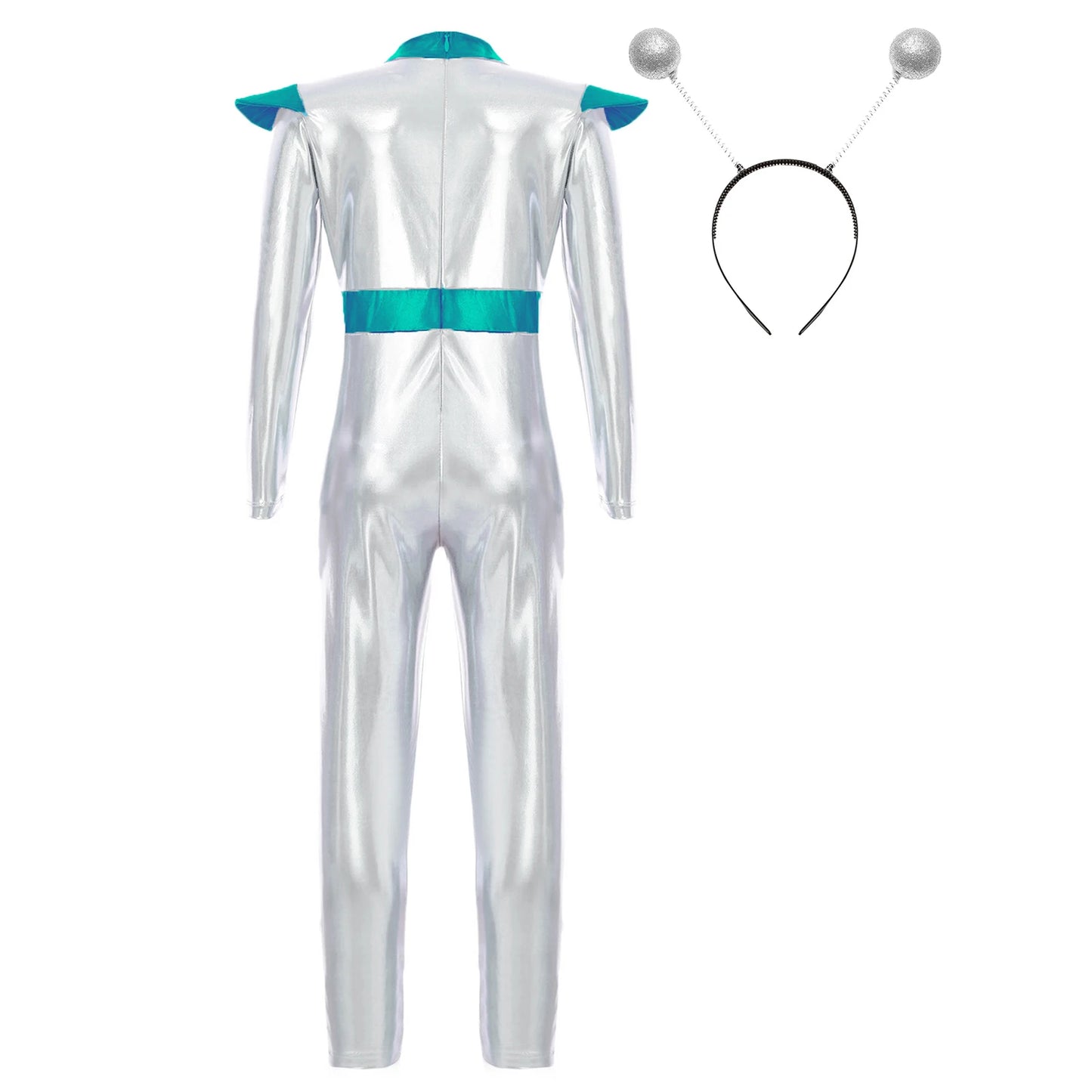 Costume de Cosplay Alien pour filles et garçons, combinaison d'astronaute à manches longues avec cerceau pour cheveux, pour fête de carnaval d'halloween