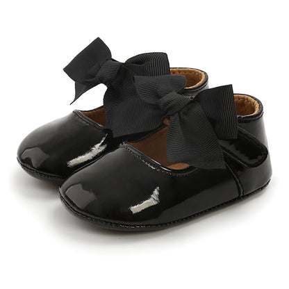 Meckior bébé chaussures nœud papillon semelle en caoutchouc anti-dérapant PU Ballet pantoufles bébé fille robe chaussures premier marcheur enfant en bas âge berceau chaussures