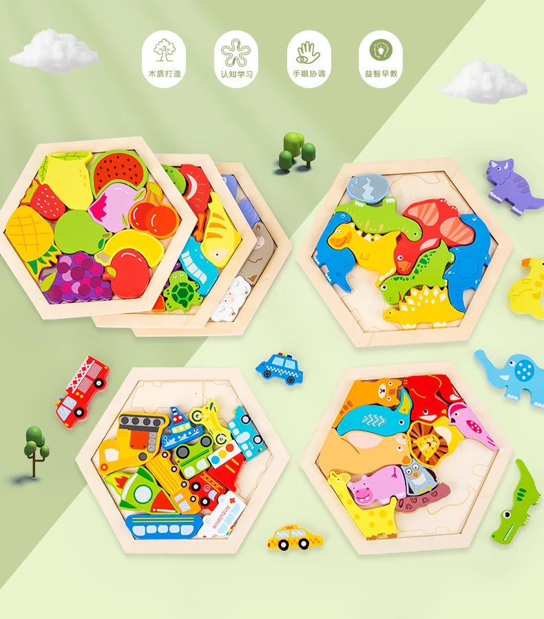 Jouet pour bébé Puzzle en bois Puzzle 3D créatif pour le développement de l'intelligence des enfants Ealy jouet éducatif pour les enfants