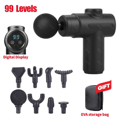 Mini pistolet de Massage Portable à 99 niveaux, pistolet à Fascia portatif, affichage numérique, masseur musculaire par Vibration, masseur de tissus profonds pour le corps