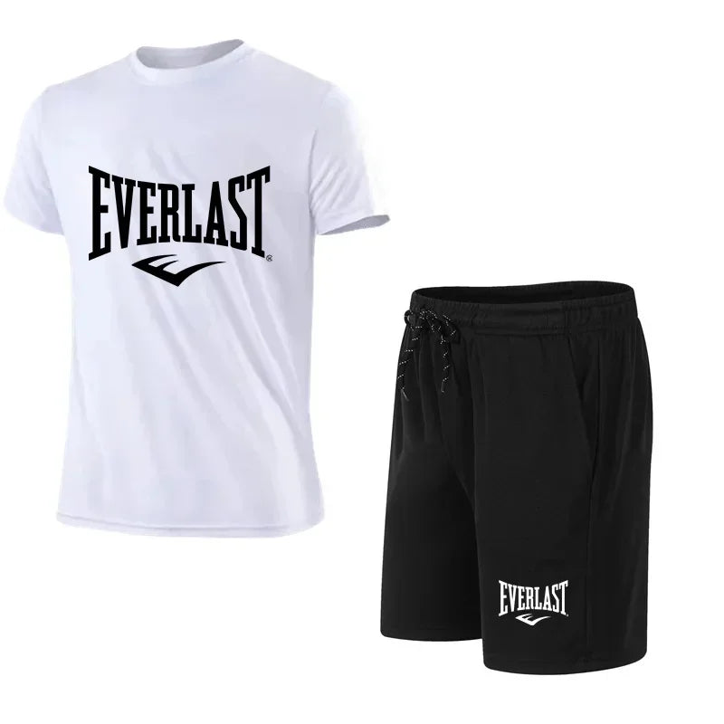 EVERLAST hommes T-shirt + Short 2 pièces ensemble loisirs souffle à manches courtes Sport Jogging gymnase marque impression vêtements