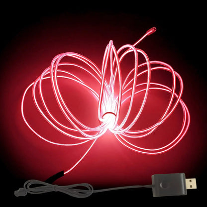 EL – fil lumineux de couleur 3M/5M/10M, avec adaptateur USB, bande lumineuse néon 360, corde lumineuse découpable pour fête d'halloween, décoration DIY