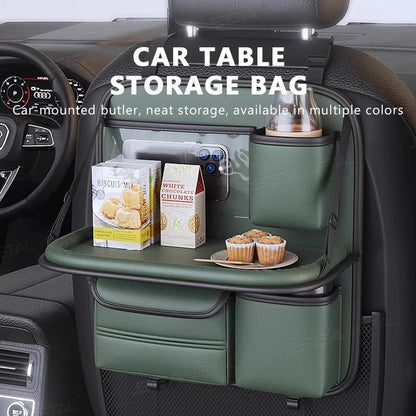 SEAMETAL 8 en 1 sac de rangement pour dossier de siège de voiture avec plateau pliable résistant à l'usure étanche organisateur de siège arrière de voiture porte-mouchoirs/gobelet
