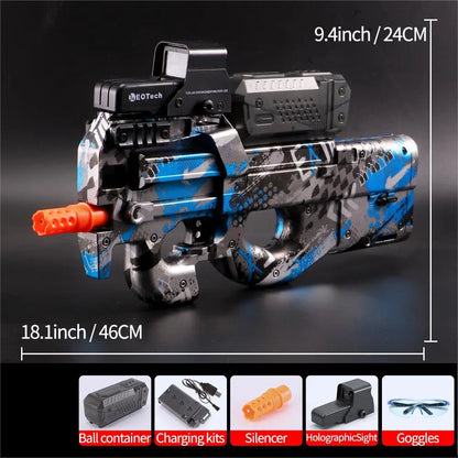 Pistolet à gel électrique en noir transparent! Jouet de balle anti-éclaboussures entièrement automatique, parfait pour les jeux de tir en plein air (sans balles)