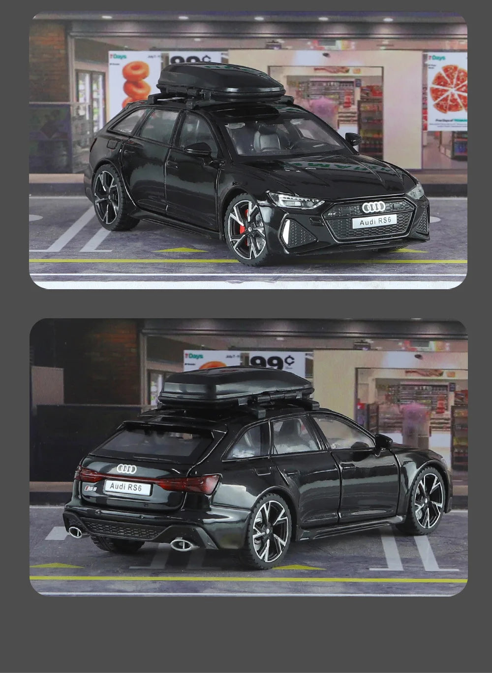 Modèle de voiture jouet Audi RS6 avec son et lumière, portes ouvertes en alliage moulé sous pression, jouet de Collection pour garçon et adulte, cadeau de Festival, 1/32
