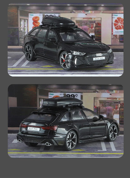 Modèle de voiture jouet Audi RS6 avec son et lumière, portes ouvertes en alliage moulé sous pression, jouet de Collection pour garçon et adulte, cadeau de Festival, 1/32