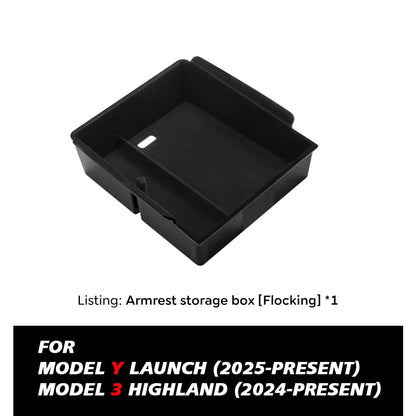 Boîte de rangement pour Console centrale Tesla, nouveau modèle Y 2025, lancement Juniper modèle 3 Highland 2024, boîte d'accoudoir, coussinet supérieur et inférieur en Silicone