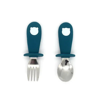 Ensemble de vaisselle de dessin animé pour bébé, ustensiles pour enfants en acier inoxydable, couverts de table pour tout-petits, dessin animé, cuillère d'alimentation pour nourrissons, fourchette