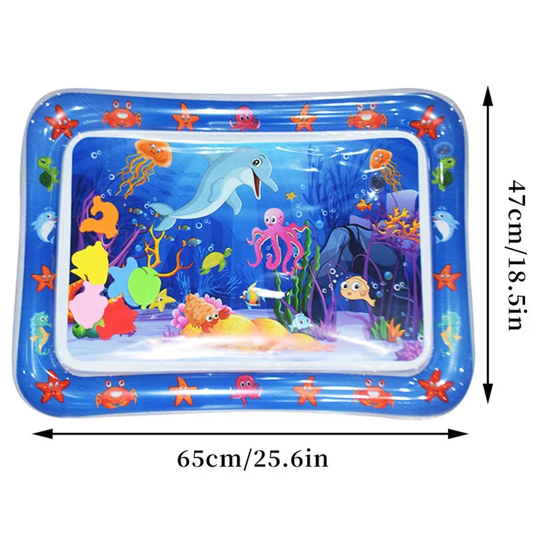 Tapis de jeu gonflable en PVC dauphin bleu, 1 pièce, tapis d'eau pour bébé, tapis pour tout-petits, jouets d'activité d'éducation précoce, coussin, cadeau