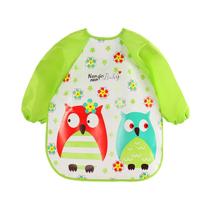 Bavoir anti-salissures pour bébé de 0 à 3 ans, manteau à manches longues, avec sangle, doux, mignon, motif de dessin animé, D343