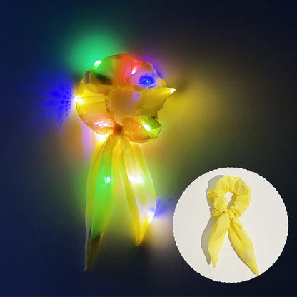 Chouchous lumineux LED populaires pour femmes et filles, corde à cheveux scrunchy scintillante, bandeau lumineux pour Halloween
