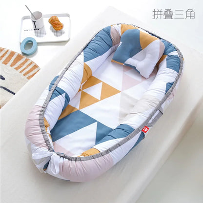 Lit de voyage pour bébé en bas âge, berceau en coton pour nouveau-né, berceau pare-chocs, nouveau lit nid de bébé 85x50cm avec oreiller, berceau Portable