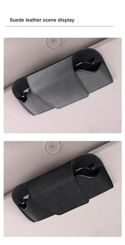SEAMETAL – porte-lunettes pare-soleil en cuir de vache, boîte de protection pour lunettes de soleil résistantes à l'usure, mallette de rangement pour lunettes automobiles