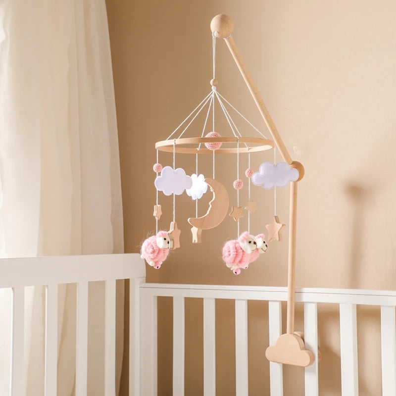 Berceau de bébé lit Mobile cloche hochet jouets en bois Crochet étoiles pendentif lit cloche jouets nouveau-né confort berceau support suspendus jouets cadeaux