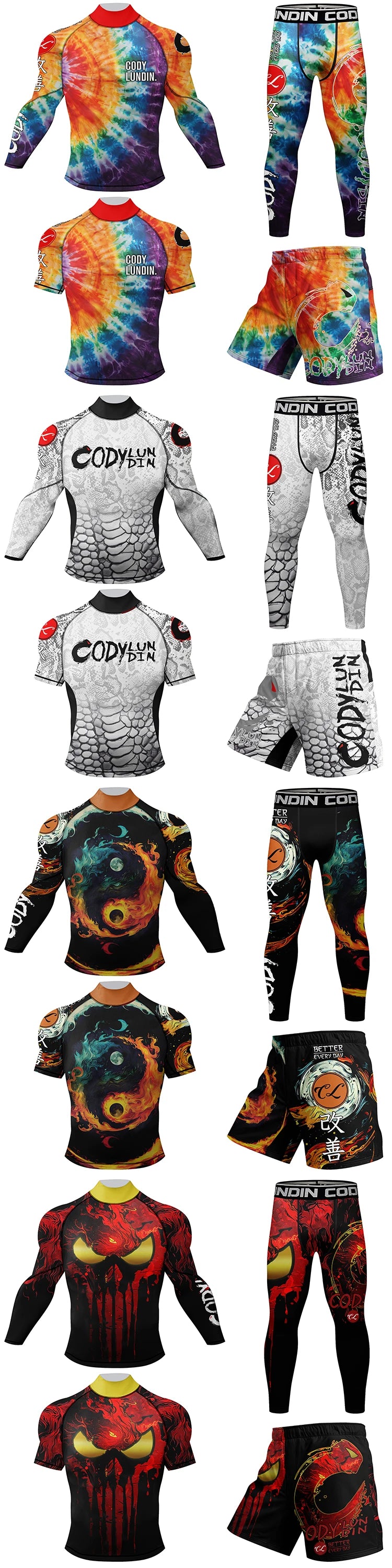 Cody Lundin nouveaux modèles personnalisés manches courtes Polyester extensible éruptions cutanées Shorts MMA BJJ ensembles avec ceinture en caoutchouc