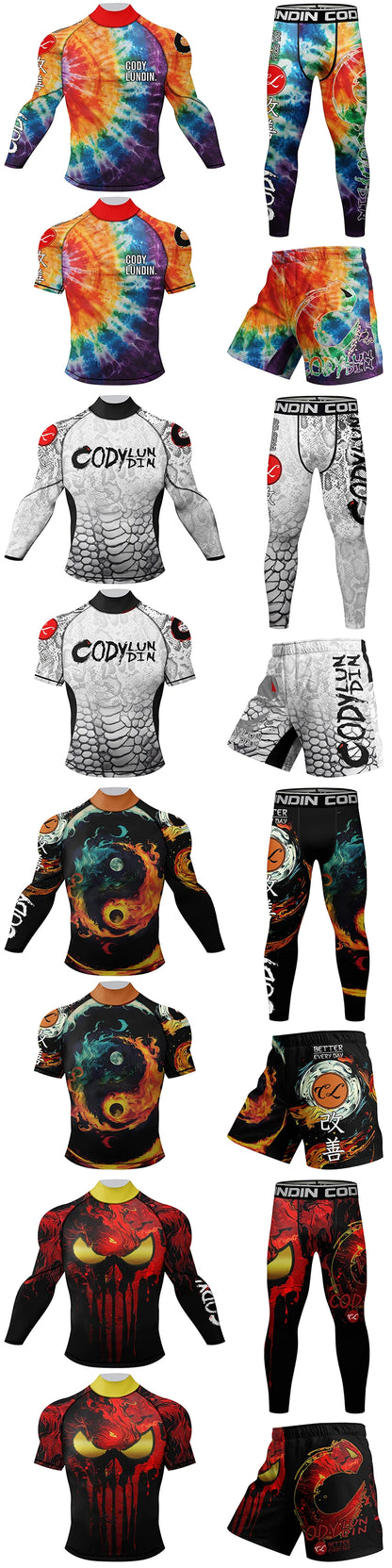Cody Lundin nouveaux modèles personnalisés manches courtes Polyester extensible éruptions cutanées Shorts MMA BJJ ensembles avec ceinture en caoutchouc
