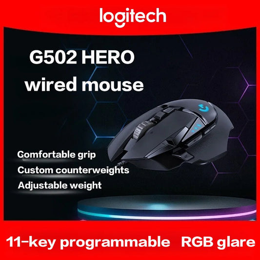 Logitech G502 HERO câble souris de jeu e-sports manger du poulet souris mécanique lumière rvb peut être équilibrée pour manger du poulet Macro Prog