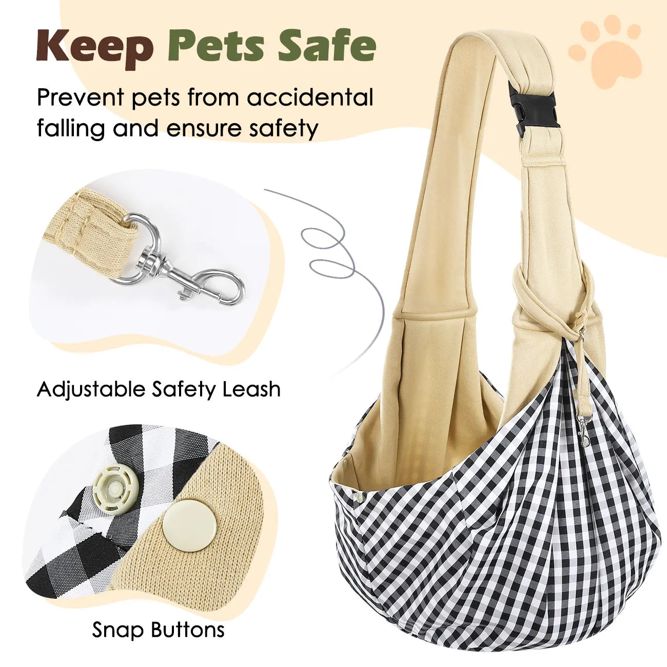 Pawaboo – porte-élingue réversible pour petit chien, mains libres, pour chiot, avec boucle de sangle réglable