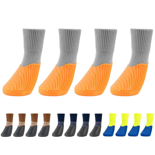 Lot de 4 bottines d'extérieur imperméables pour chien et chat,chaussures anti-tâches et antidérapantes en caoutchouc avec chaussettes, protégeant les coussinets, pour petit et grand chien