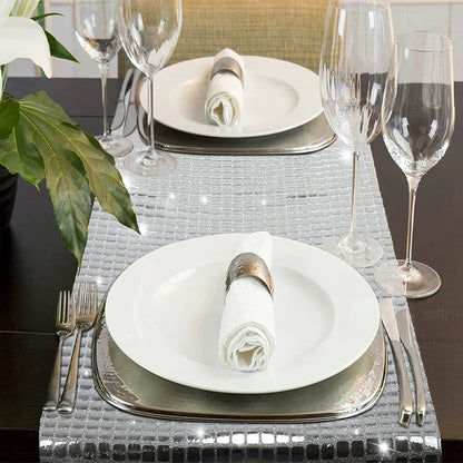 Chemin de Table Disco à paillettes, 7 couleurs, miroir, feuille d'or/argent, décoration de Table à manger métallique pour fête de mariage, anniversaire