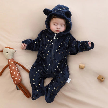 Vêtements doux pour nouveau-né, flanelle, automne hiver, pour bébés garçons et filles, combinaison de dessin animé, body chaud pour bébés de 0 à 12 mois
