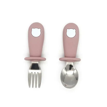 Ensemble de vaisselle de dessin animé pour bébé, ustensiles pour enfants en acier inoxydable, couverts de table pour tout-petits, dessin animé, cuillère d'alimentation pour nourrissons, fourchette