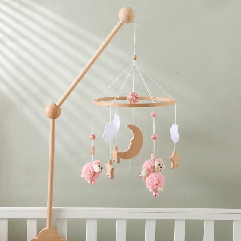 Berceau de bébé lit Mobile cloche hochet jouets en bois Crochet étoiles pendentif lit cloche jouets nouveau-né confort berceau support suspendus jouets cadeaux