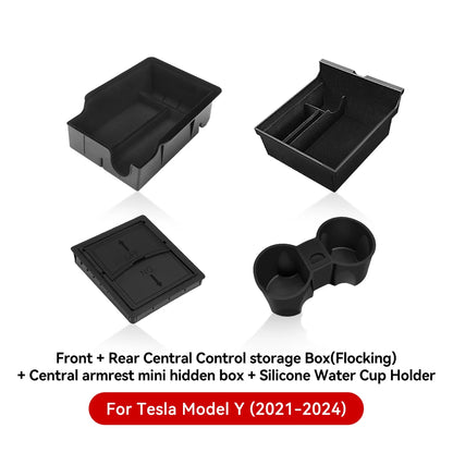 Accoudoir central caché, boîte de rangement, support de verre, organisateur de Console, accessoires pour Tesla modèle 3 Highland 2025 modèle Y 2021 – 2025