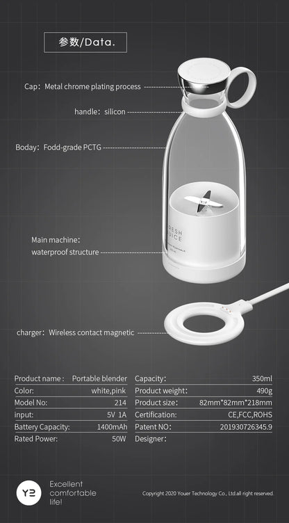 Presse-agrumes électrique Portable, Mini mélangeur de fruits Usb, extracteur de fruits, aliments, Milkshake, Machine multifonction pour jus