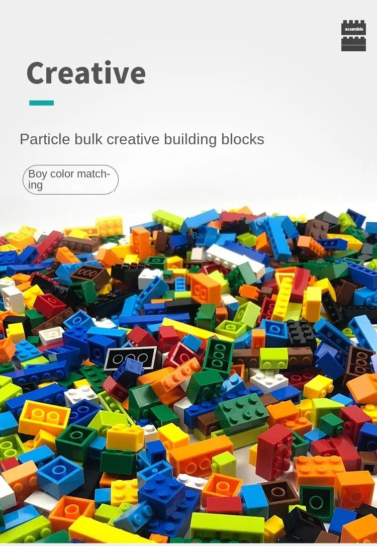 1000 bricolage blocs de construction créatifs ensemble en vrac blocs de construction classiques urbains assemblés cadeau d'anniversaire jouets éducatifs pour enfants