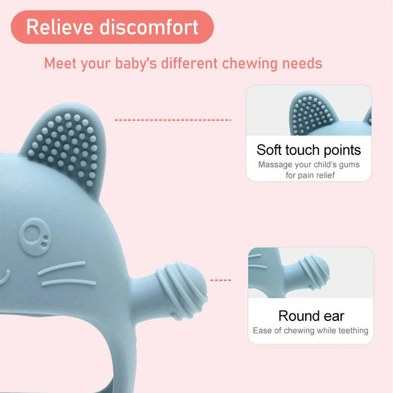Gants de dentition en Silicone pour bébé, 1 pièce, jouet sans BPA, mignon en forme d'animal, jouets molaires de dentition pour nourrissons, soins dentaires, articles pour nouveau-nés