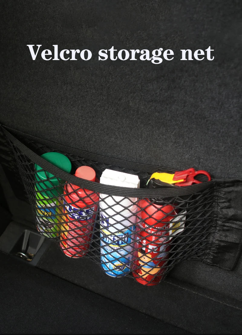 Filet de Rangement artificiel astique pour Siège Arrière de Voiture, Poche en Maille, Autocollant Magique, Sac Portable Universel, Accessoires