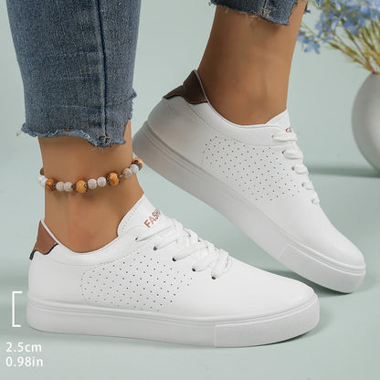 Chaussures de sport blanches coupe basse pour femmes, chaussures de sport légères, confortables et respirantes pour toutes les saisons, chaussures décontractées