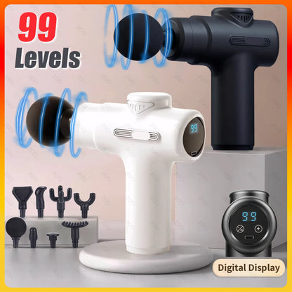 Mini pistolet de Massage Portable à 99 niveaux, pistolet à Fascia portatif, affichage numérique, masseur musculaire par Vibration, masseur de tissus profonds pour le corps