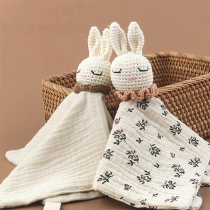 Bébé bébé apaiser serviette réconfortante Crochet lapin rot tissu sommeil apaisant poupée jouet pacifier sucette bavoir pour les