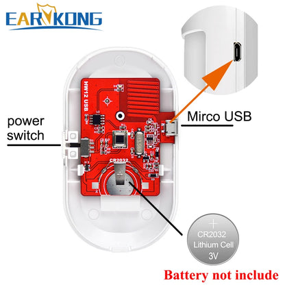 Détecteur de mouvement PIR sans fil 433MHz EV1527, capteur infrarouge, prise en charge de l'alimentation USB 5V pour système d'alarme de sécurité anti-cambriolage domestique
