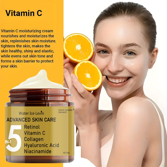 La crème pour le visage contient l'acide hyaluronique, le collagène, le rétinol et la niacinamide hydrate et la nutrition, douce, d'élasticité et énergique pour la peau