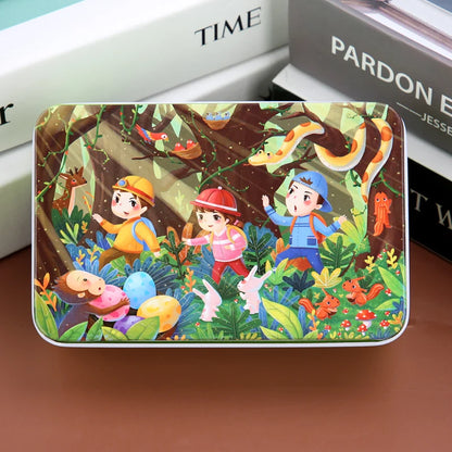 Puzzle de dessin animé 60 pièces avec boîte en métal, Puzzle de véhicule Animal d'éducation précoce pour enfants, jeu d'interaction Parent-enfant